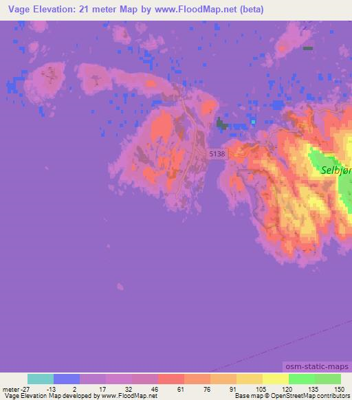 Vage,Norway Elevation Map