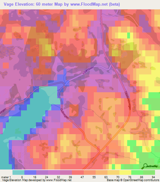 Vage,Norway Elevation Map