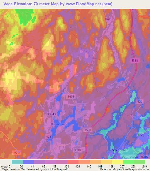 Vage,Norway Elevation Map