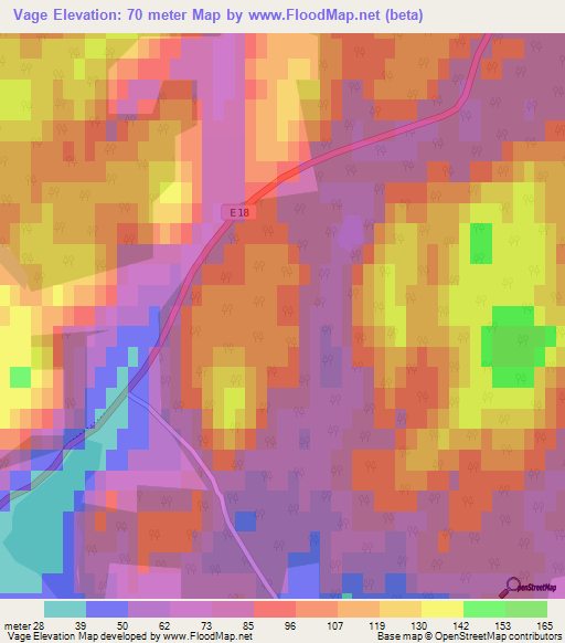 Vage,Norway Elevation Map