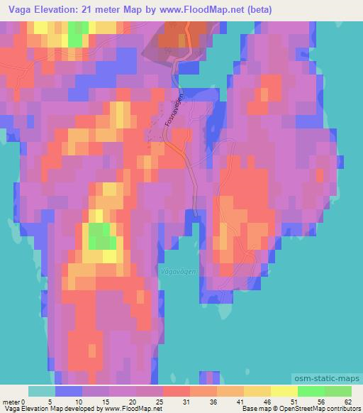 Vaga,Norway Elevation Map