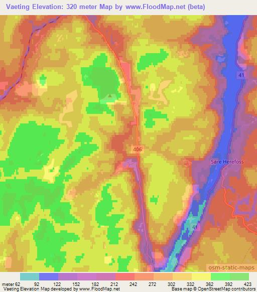 Vaeting,Norway Elevation Map