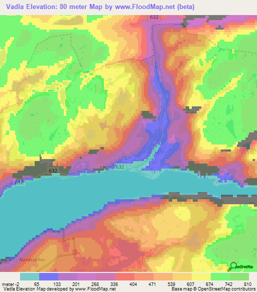 Vadla,Norway Elevation Map