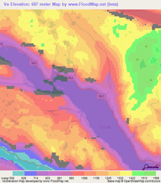 Va,Norway Elevation Map