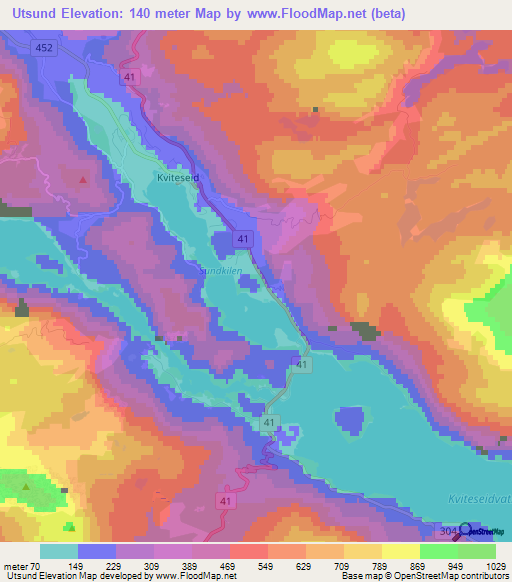 Utsund,Norway Elevation Map