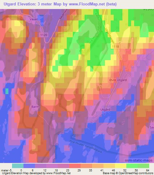 Utgard,Norway Elevation Map