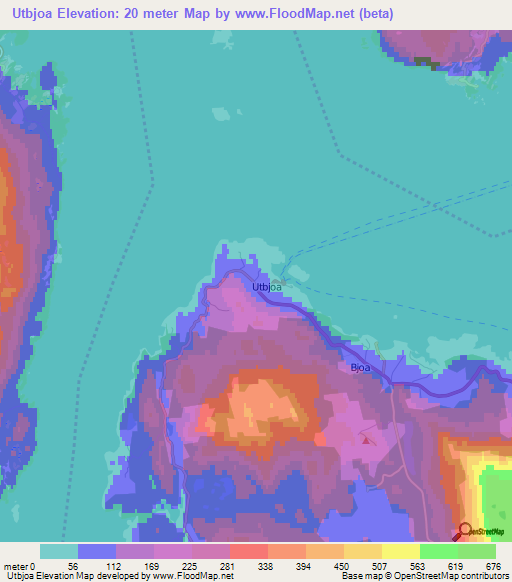 Utbjoa,Norway Elevation Map