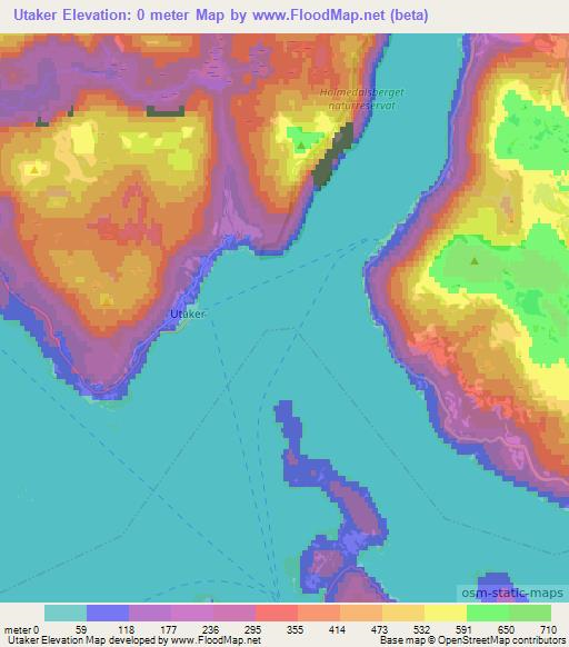 Utaker,Norway Elevation Map