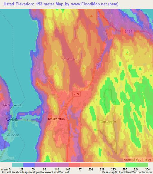 Ustad,Norway Elevation Map