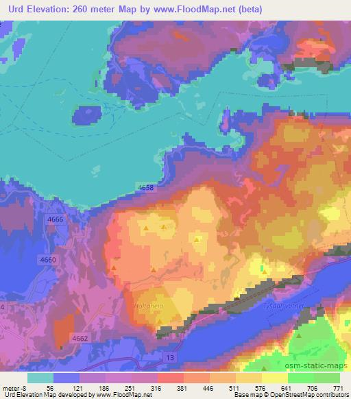Urd,Norway Elevation Map