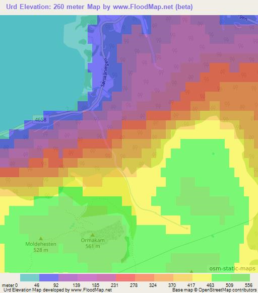Urd,Norway Elevation Map