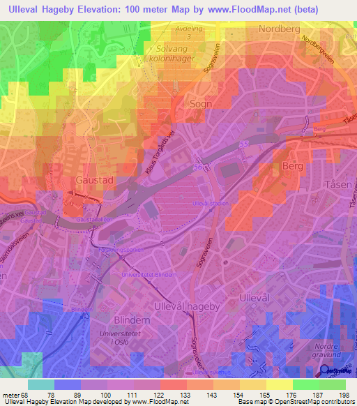 Ulleval Hageby,Norway Elevation Map