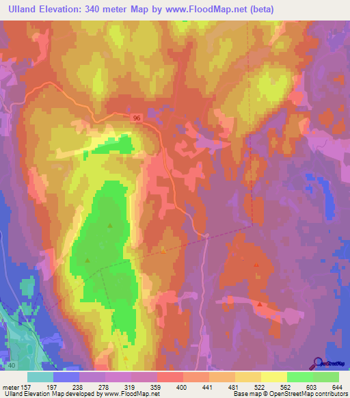 Ulland,Norway Elevation Map