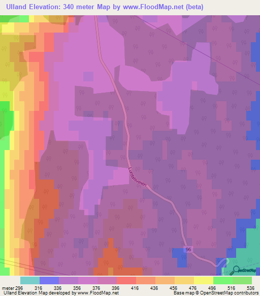 Ulland,Norway Elevation Map