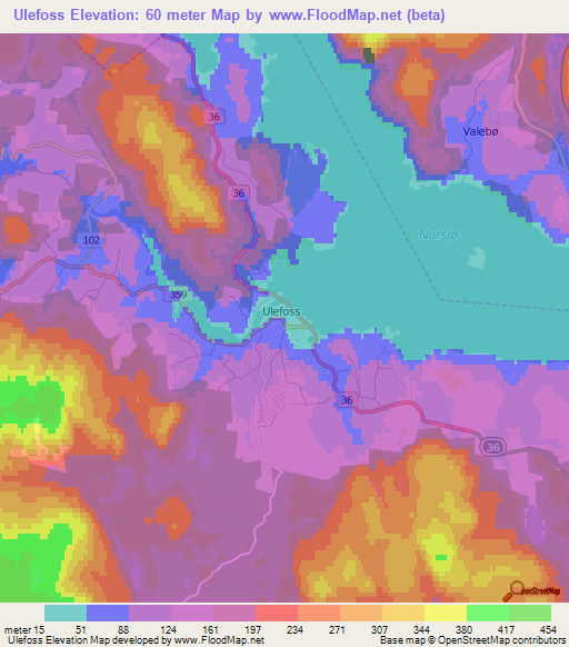 Ulefoss,Norway Elevation Map