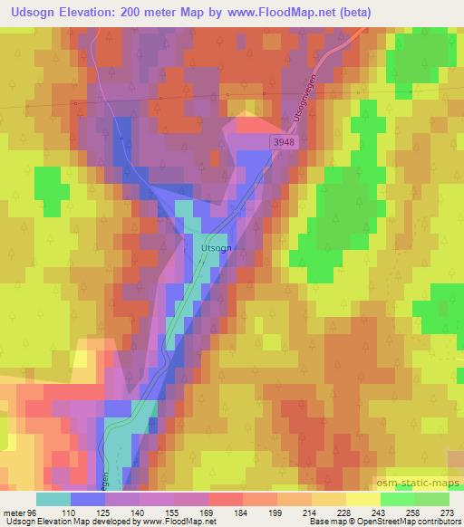 Udsogn,Norway Elevation Map