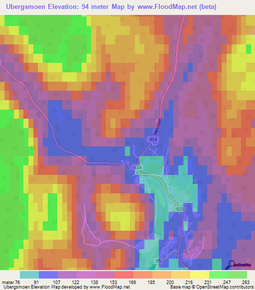 Ubergsmoen,Norway Elevation Map