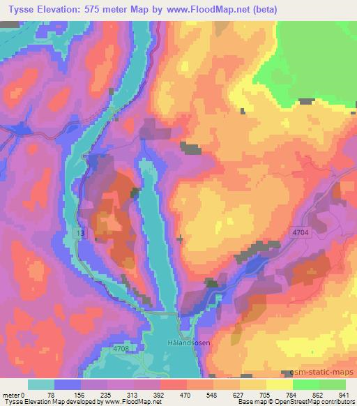 Tysse,Norway Elevation Map