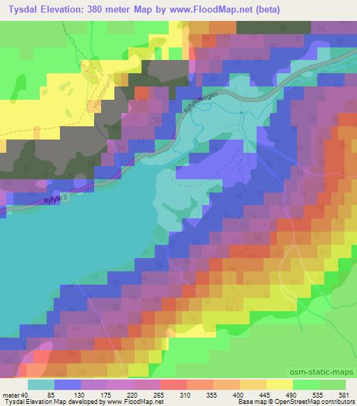 Tysdal,Norway Elevation Map