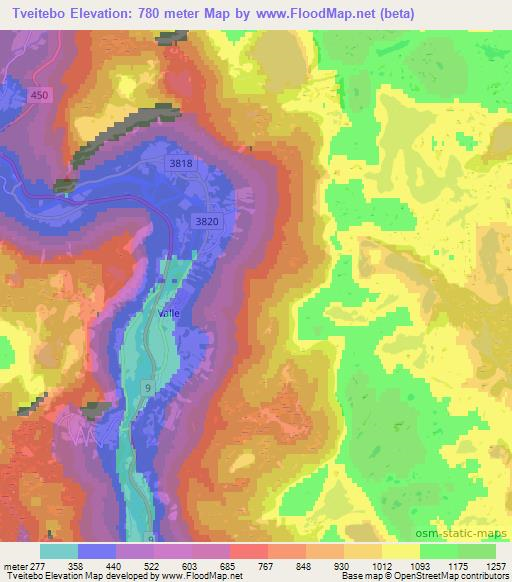 Tveitebo,Norway Elevation Map