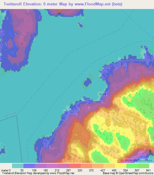 Tveitavoll,Norway Elevation Map