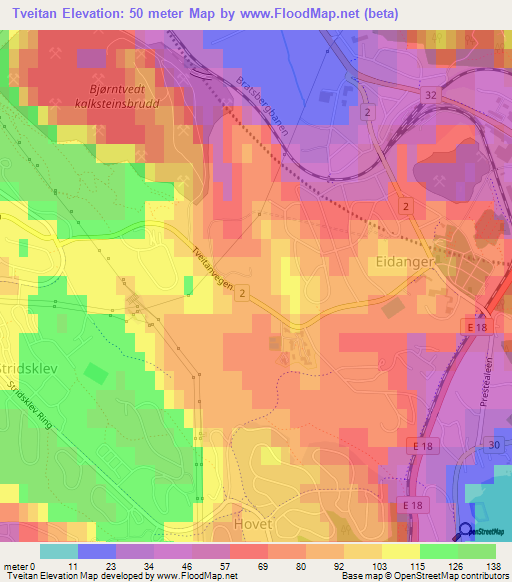 Tveitan,Norway Elevation Map