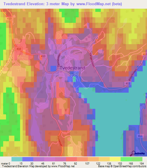 Tvedestrand,Norway Elevation Map