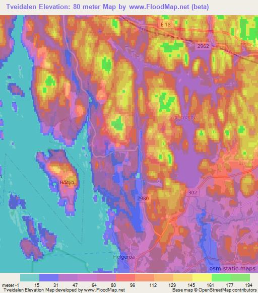 Tveidalen,Norway Elevation Map