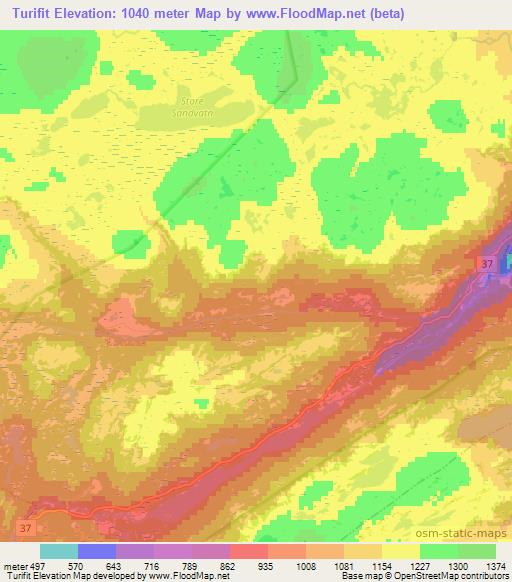Turifit,Norway Elevation Map