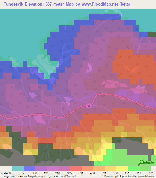 Tungesvik,Norway Elevation Map