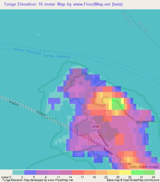 Tunge,Norway Elevation Map