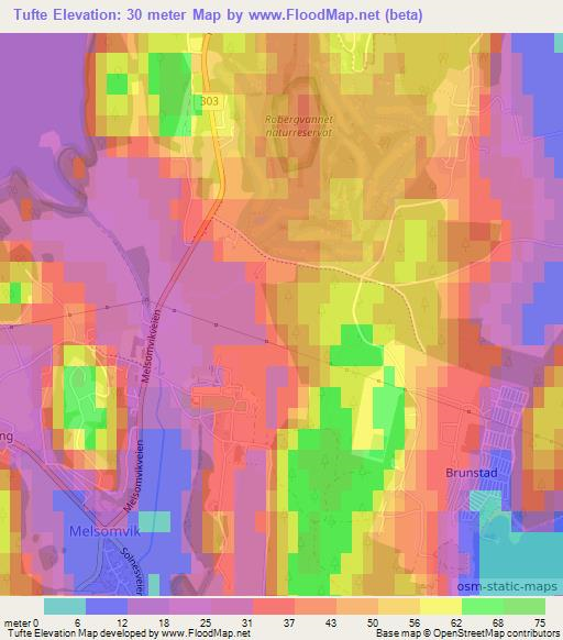 Tufte,Norway Elevation Map