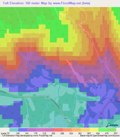 Tuft,Norway Elevation Map