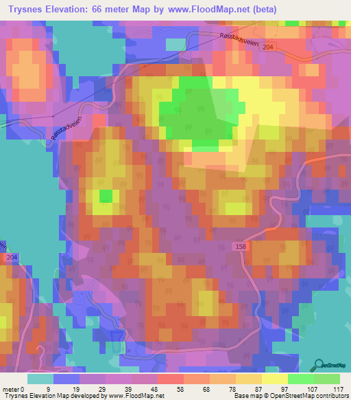Trysnes,Norway Elevation Map