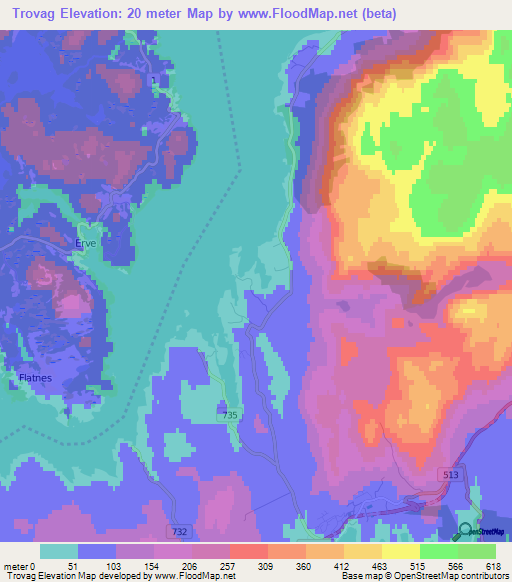Trovag,Norway Elevation Map