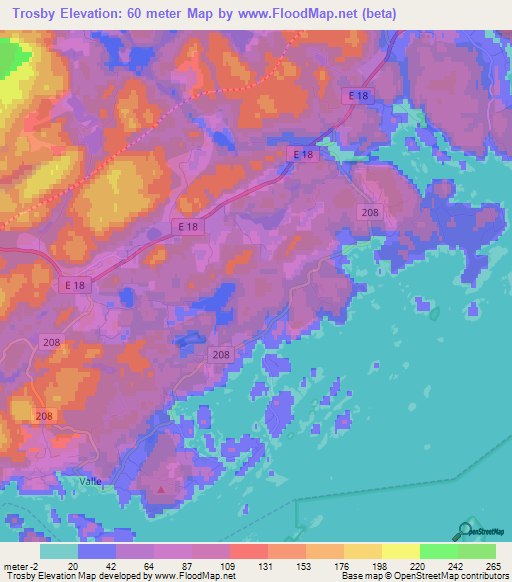 Trosby,Norway Elevation Map