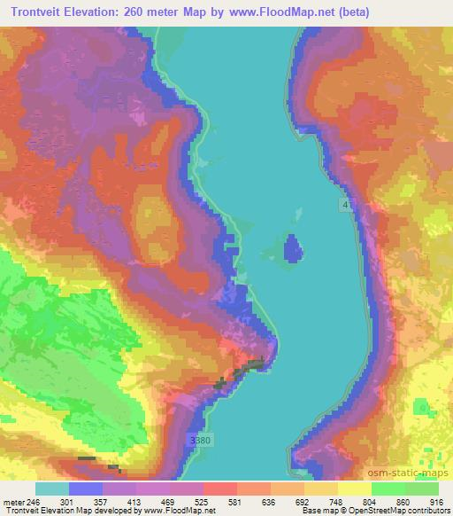 Trontveit,Norway Elevation Map