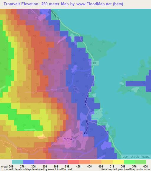 Trontveit,Norway Elevation Map
