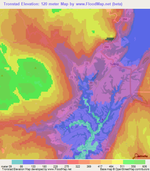 Tronstad,Norway Elevation Map