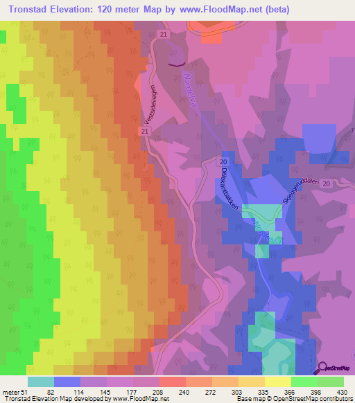 Tronstad,Norway Elevation Map