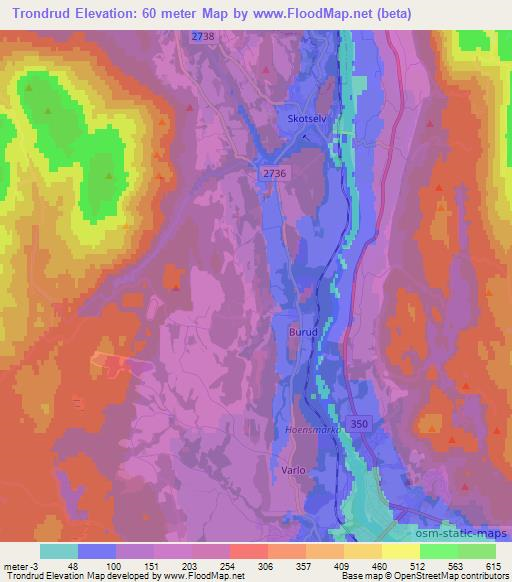 Trondrud,Norway Elevation Map