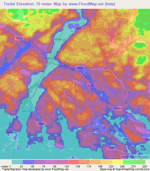 Tredal,Norway Elevation Map