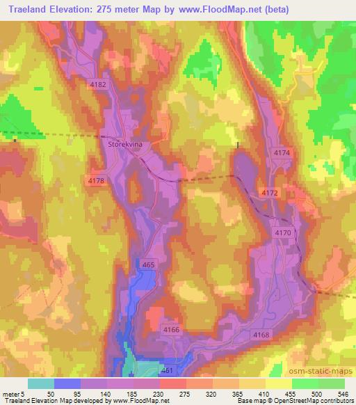 Traeland,Norway Elevation Map