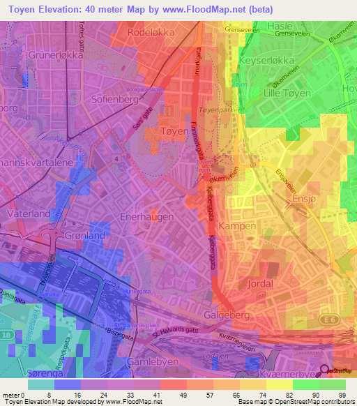 Toyen,Norway Elevation Map