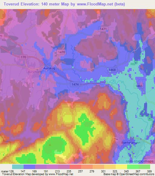 Toverud,Norway Elevation Map