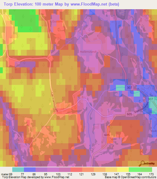 Torp,Norway Elevation Map