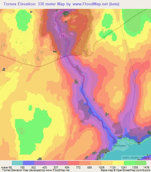Tornes,Norway Elevation Map