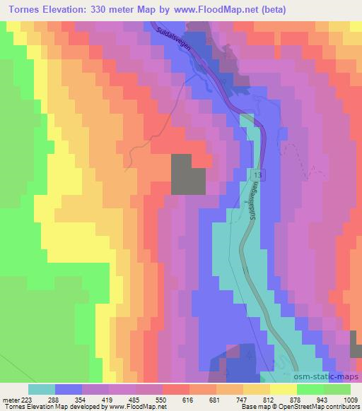 Tornes,Norway Elevation Map