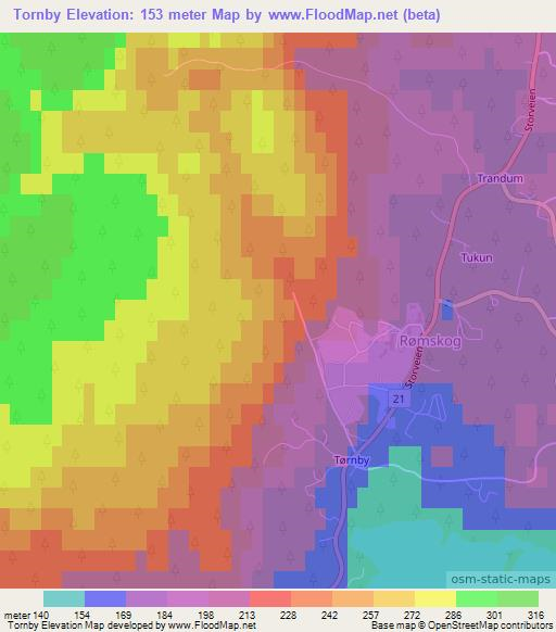 Tornby,Norway Elevation Map