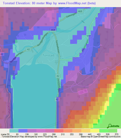 Tonstad,Norway Elevation Map